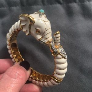 Kenneth Jay Lane White Elephant Head Bracelet